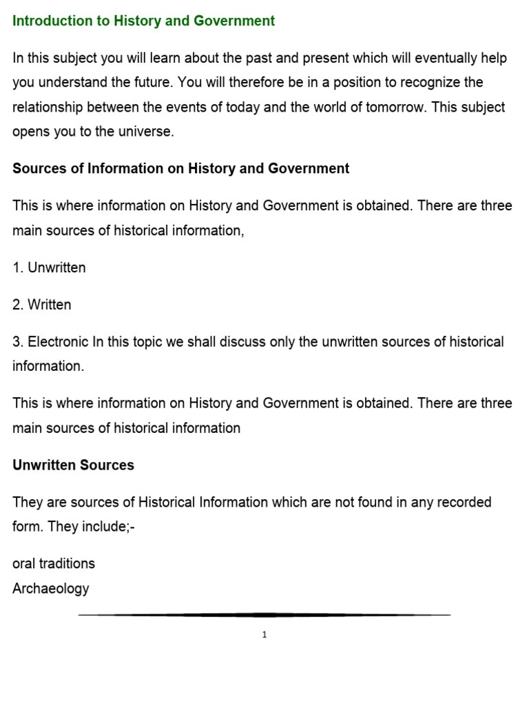 Unwritten Historical Information Sources | PDF | Archaeology | Paleontology