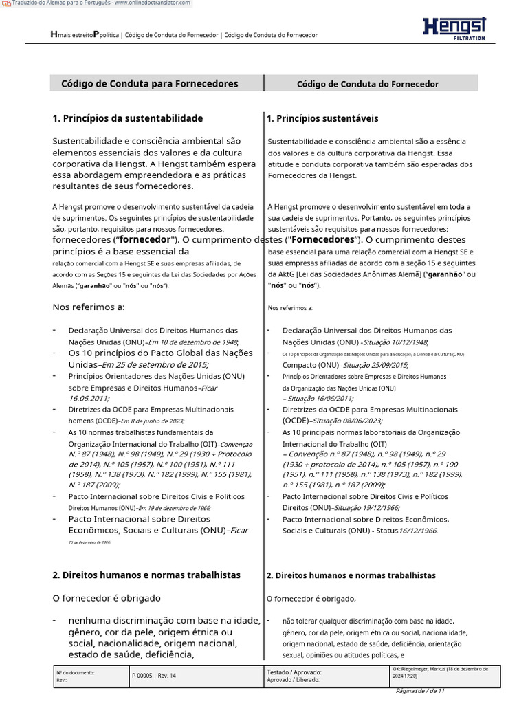 Código de Conduta para Fornecedores | PDF | Desperdício | Reciclagem