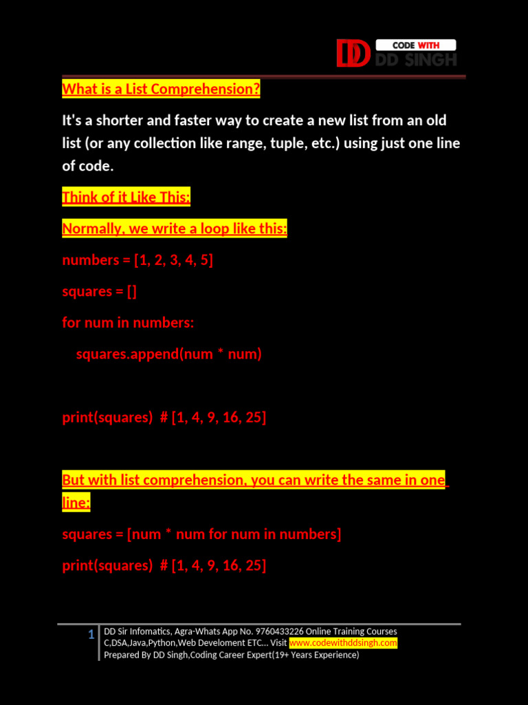 Understanding List Comprehension in Python | PDF | Anonymous Function ...