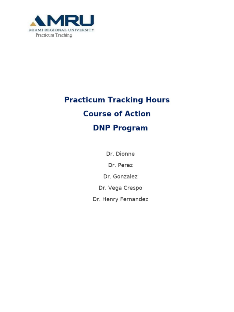 DNP Program Practicum Tracking Guide | PDF | Nursing | Health Care