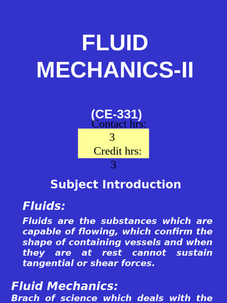 Fluid Mechanics II Course Overview | PDF | Fluid Dynamics | Fluid Mechanics