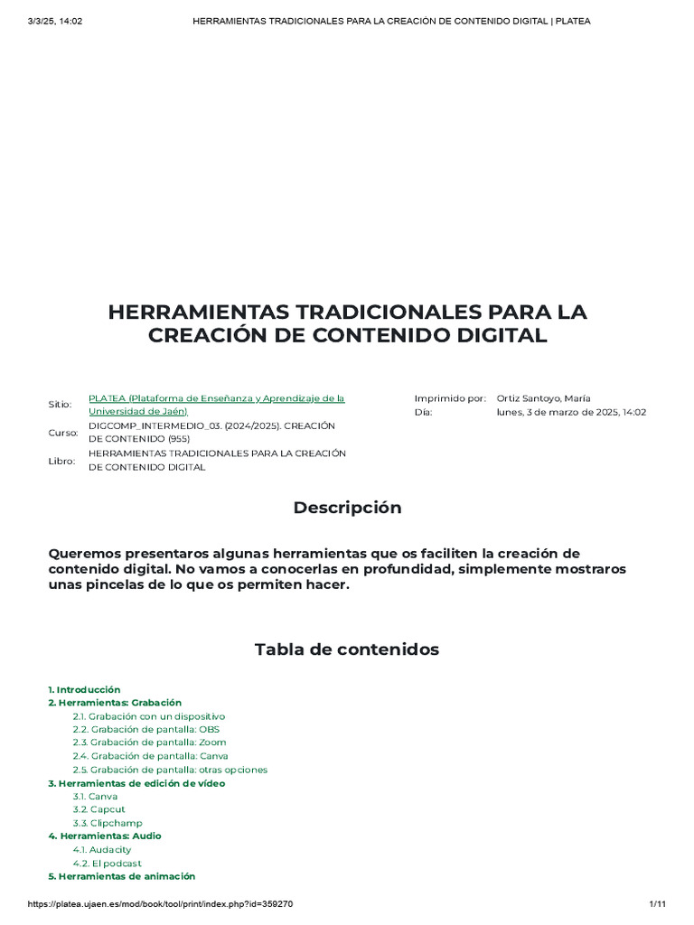 Herramientas Tradicionales para La Creación de Contenido Digital | PDF ...