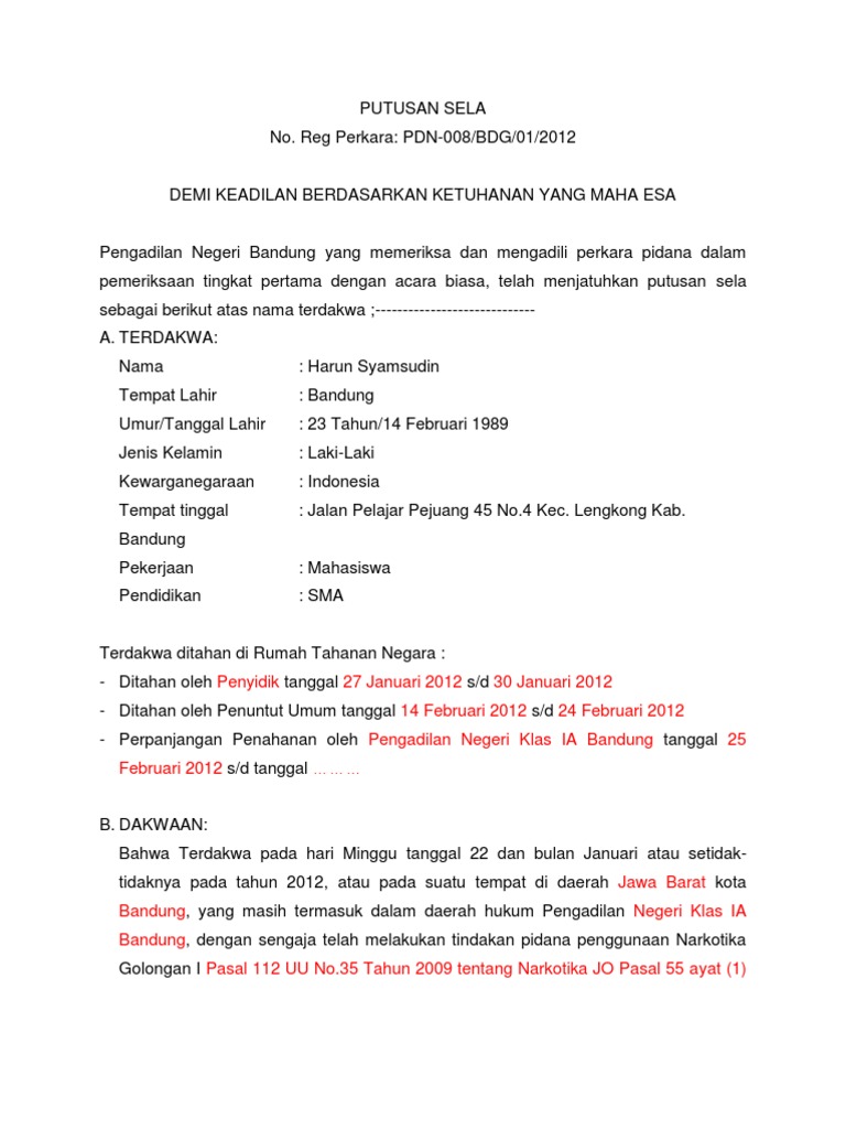 Contoh Surat Dakwaan Perkara Narkotika Contoh Surat Lengkap Gratis 2020