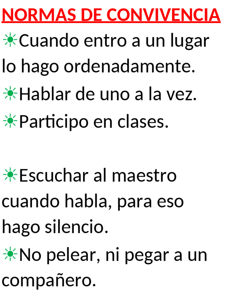 Normas de Convivencia Escolar | PDF