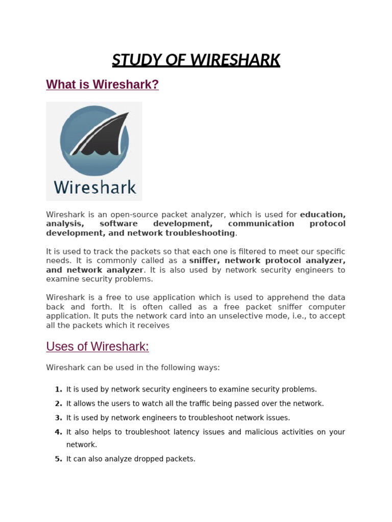 Overview of Wireshark Functionality | PDF | Computer Network | Networks