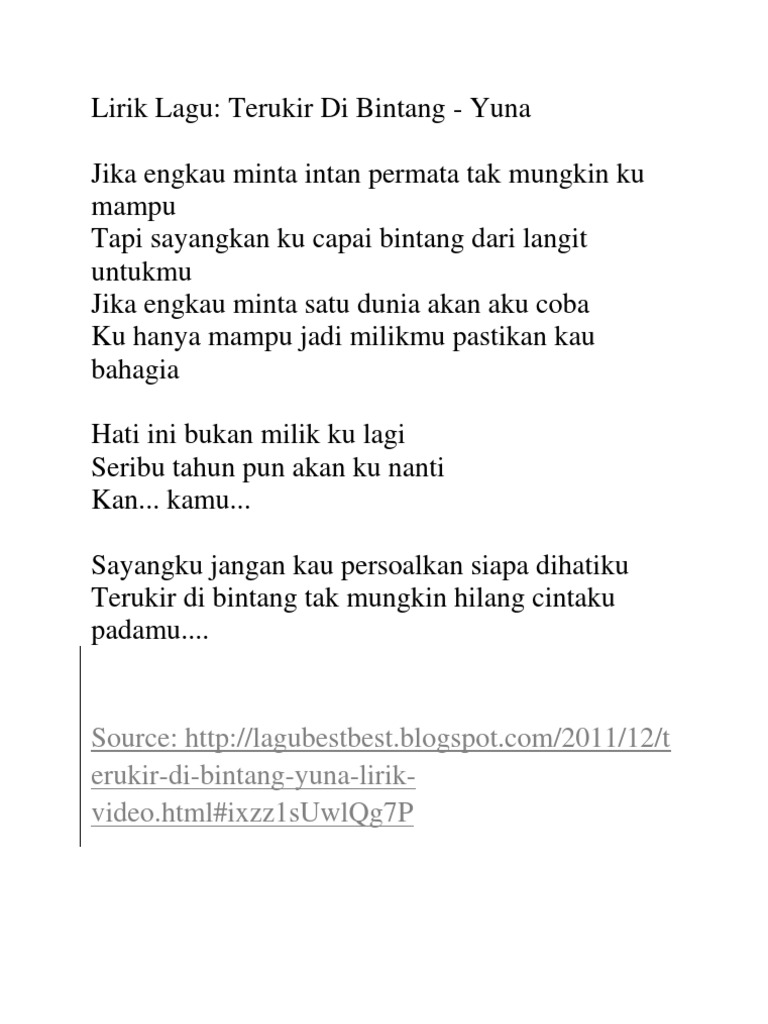 Lirik Lagu Terukir Di Bintang Yuna Pdf