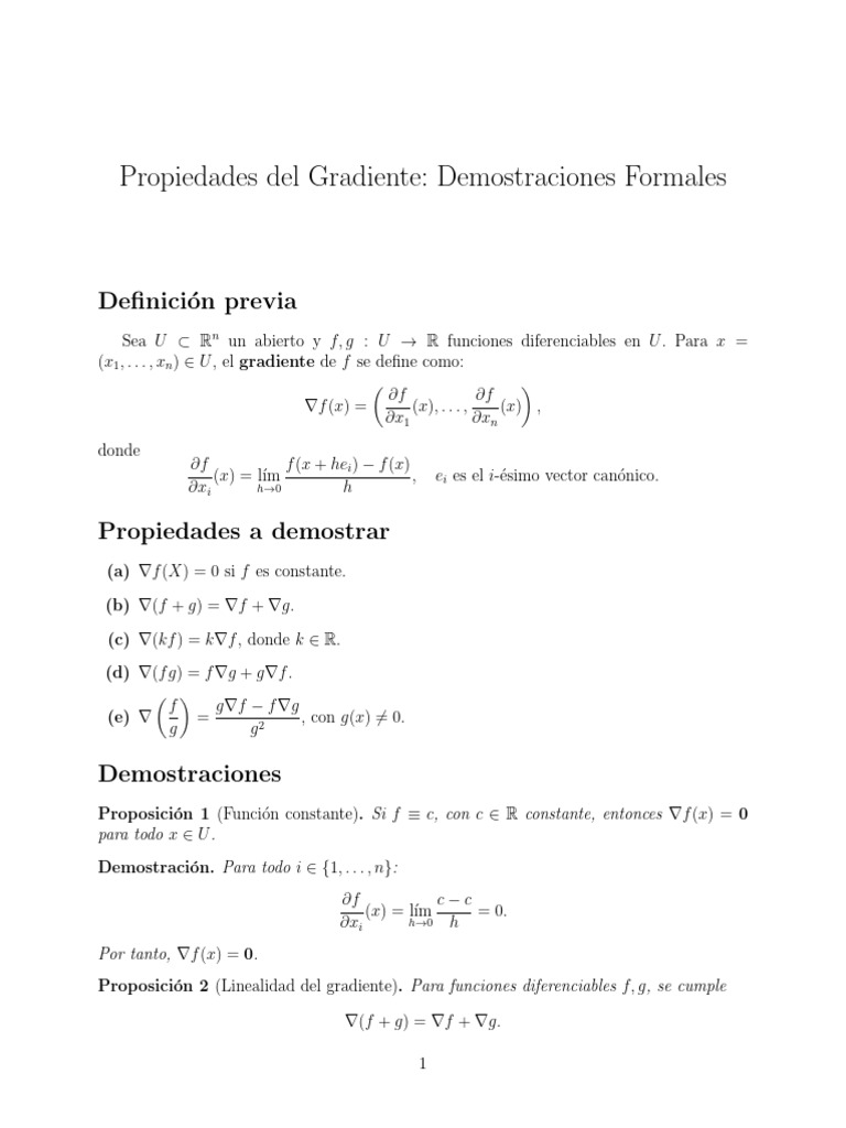 Propiedades del Gradiente en Cálculo | PDF | Cálculo | Álgebra abstracta