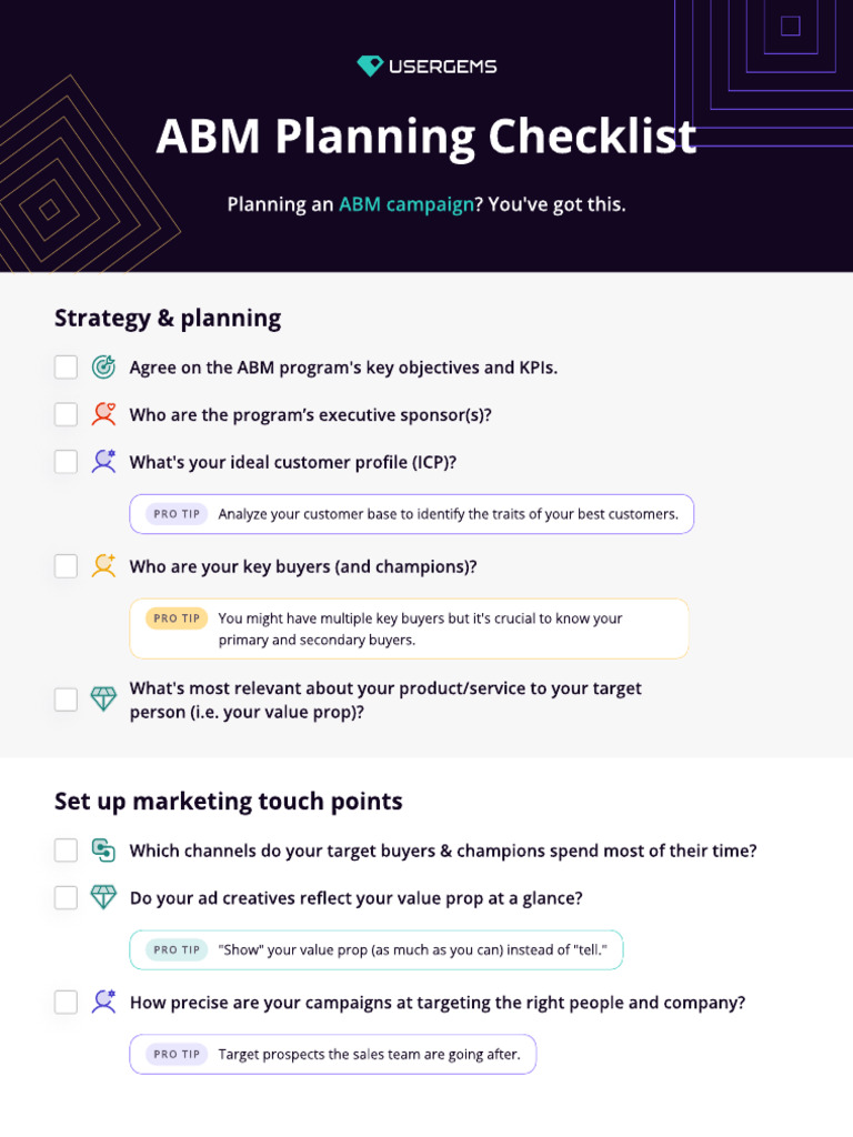 ABM Campaign Planning Checklist | PDF | Marketing | Promotion And ...