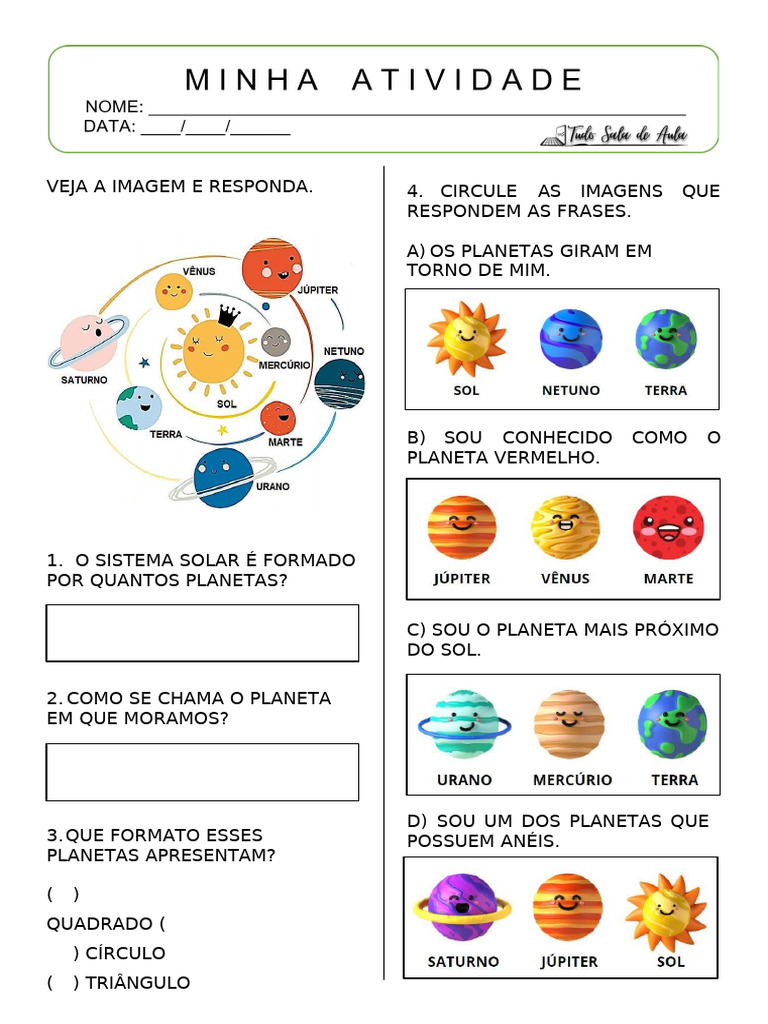 Questões sobre o Sistema Solar | PDF