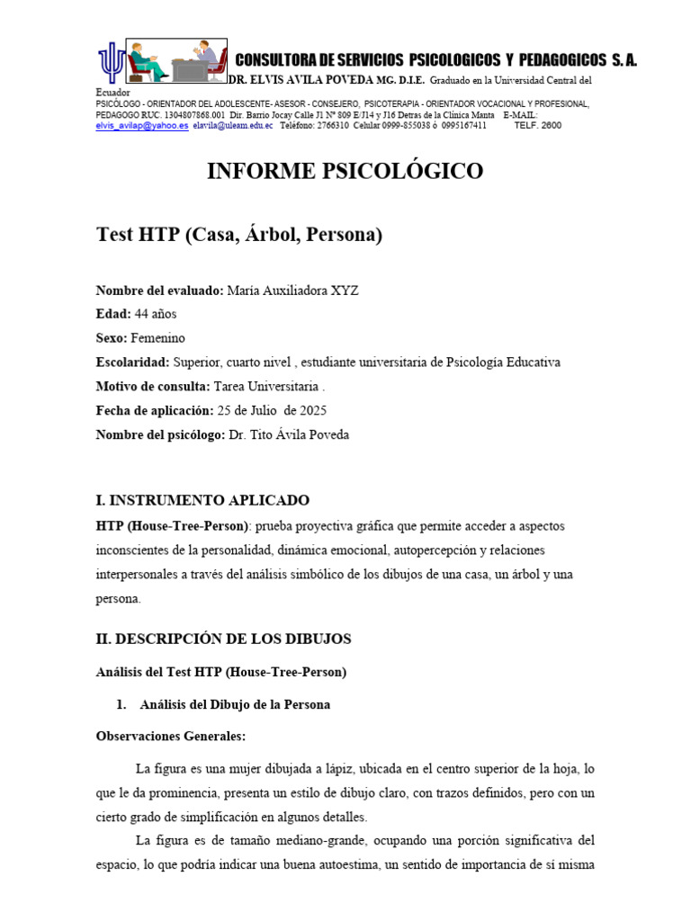 Análisis del Test HTP: Casa, Árbol y Persona | PDF | Las emociones ...