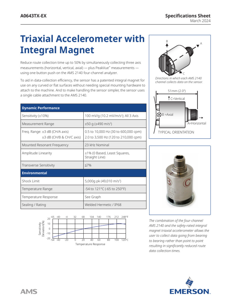 Specifications Sheet Triaxial Accelerometer Integral Magnet A064 | PDF ...