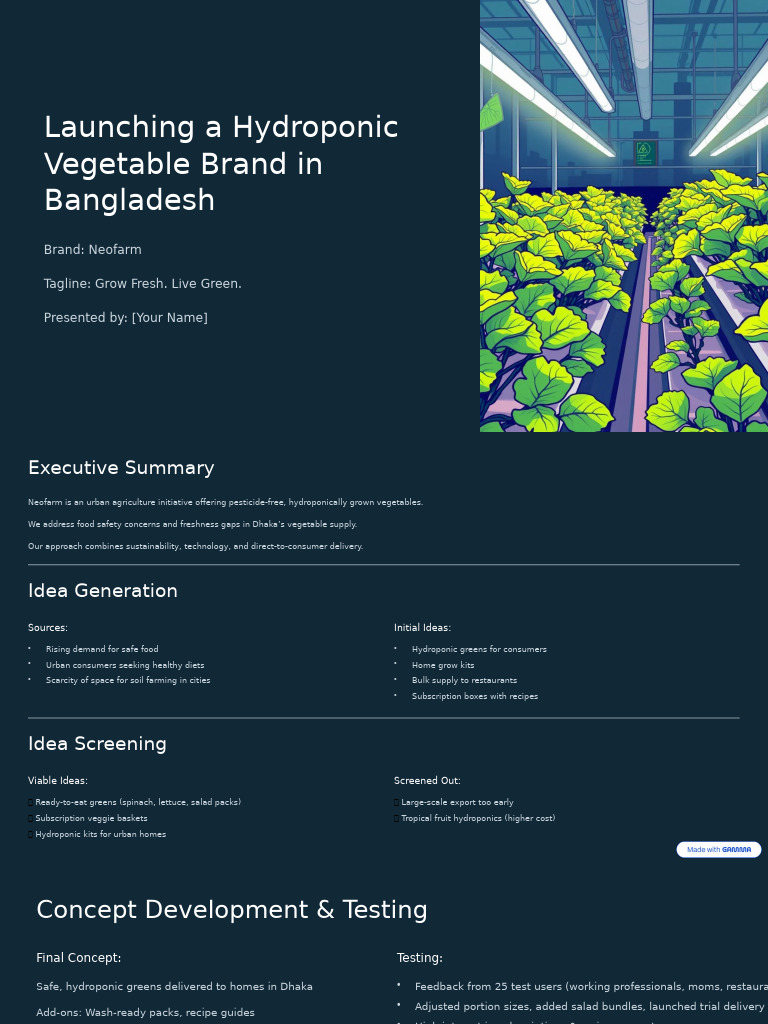 Launching Neofarm: Hydroponic Veggies in Dhaka | PDF | Hydroponics ...