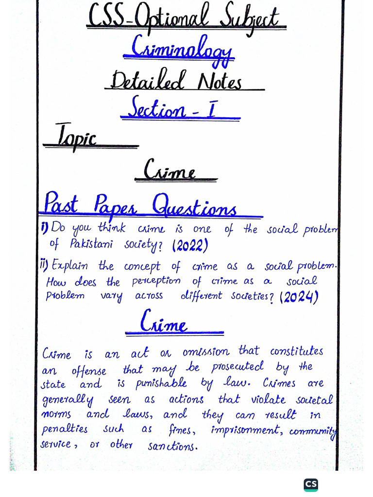 Criminology Sample Document | PDF