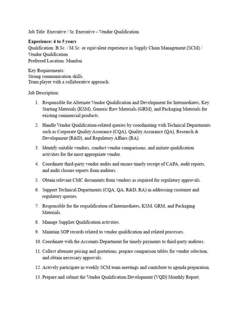 JD - Executive SCM | PDF