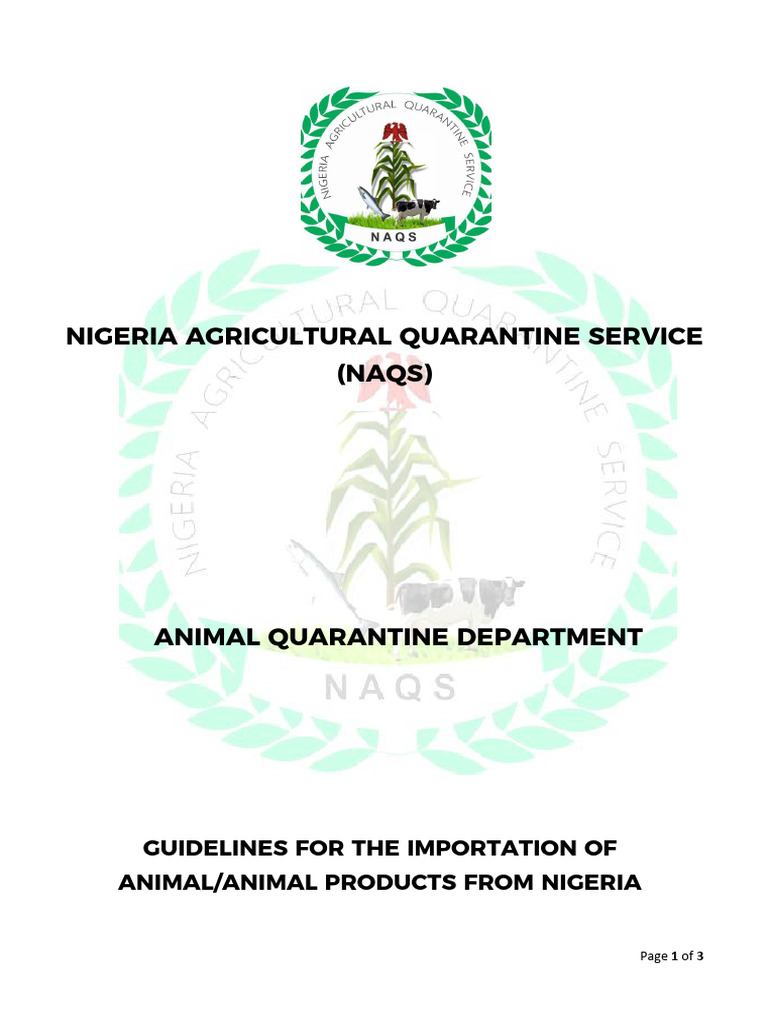 NAQS Guidelines for Animal Importation | PDF
