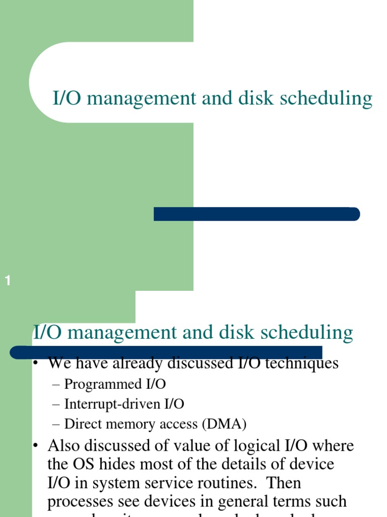 I/O Management and Disk Scheduling Techniques | PDF | Input/Output ...