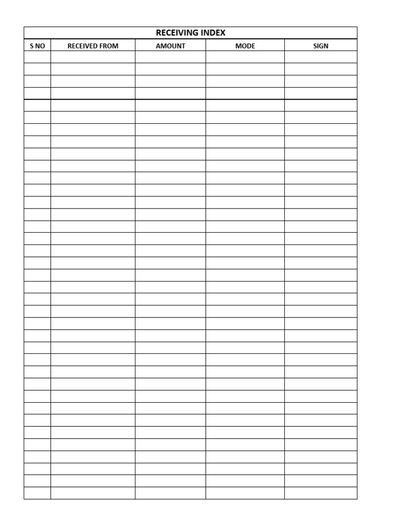 Receiving Index | PDF