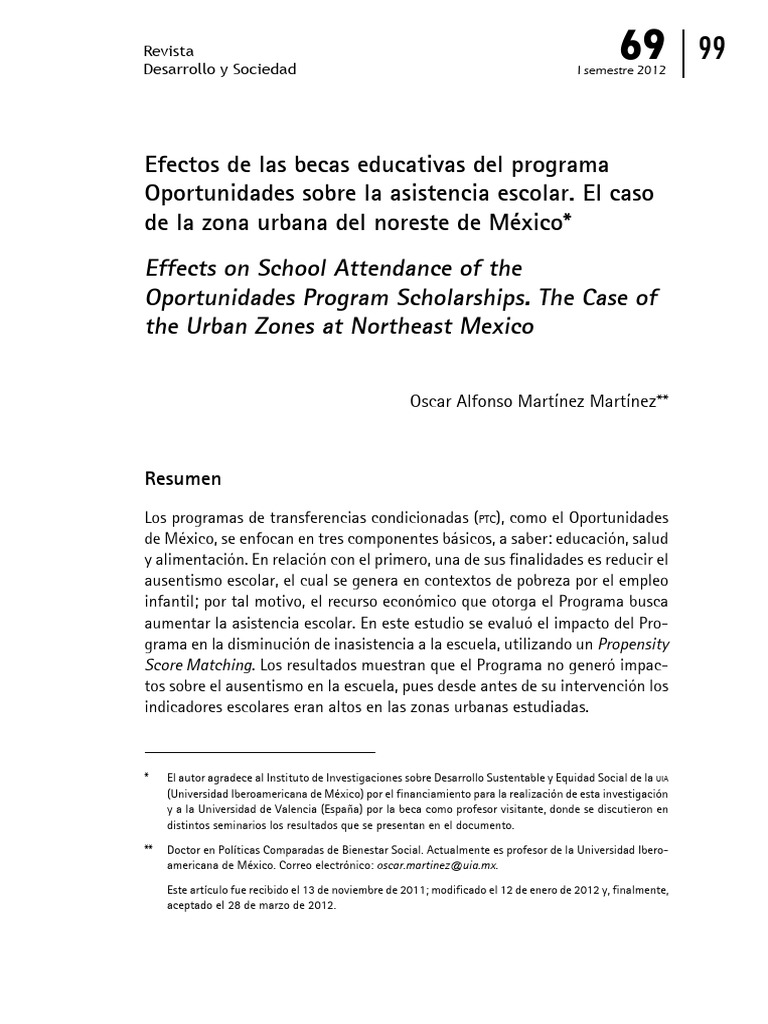Effects On School Attendance of The Oportunidades | PDF | Muestreo ...