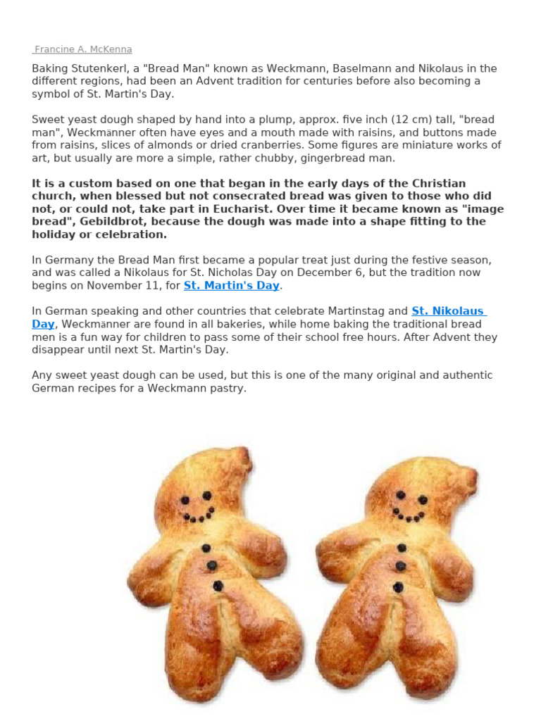 Weckmann: Traditional Bread Man Recipe | PDF | Baking | Breads