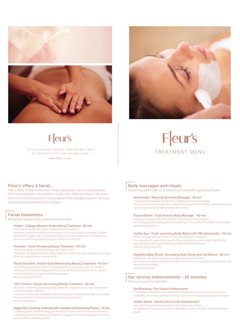 Body and Facial Treatments Menu | PDF | Skin