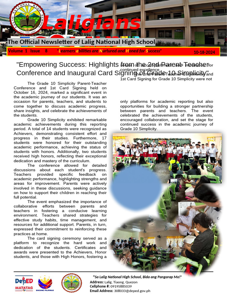Newsletter - g10 Simplicity First Quarter Card Signing | PDF | Teaching ...