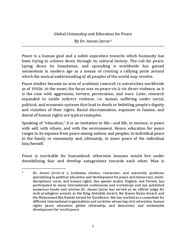 Global Citizenship and Peace Education | PDF | Peace | Natural Law