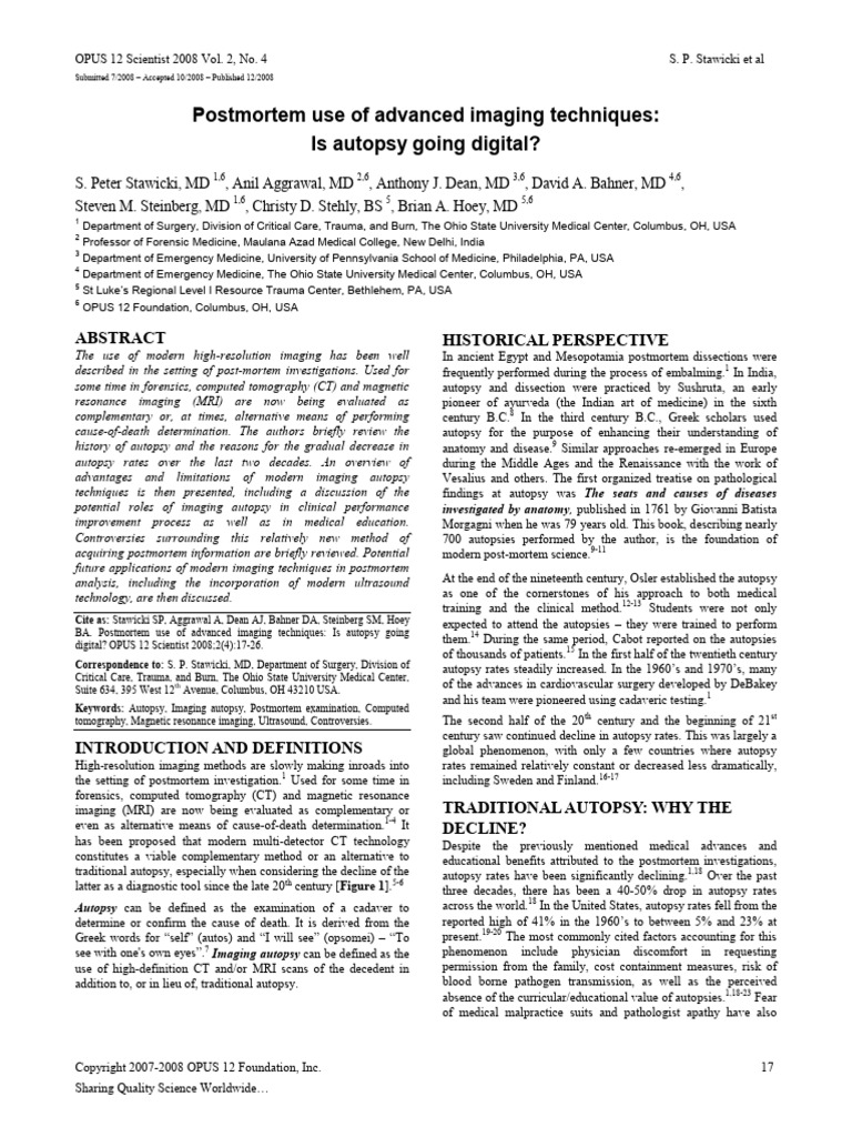 Advancements in Postmortem Imaging Techniques | PDF | Medical Imaging ...