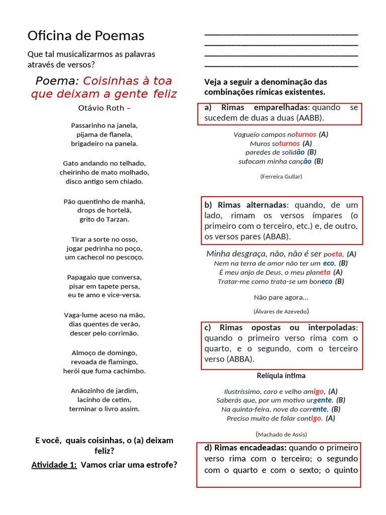 Oficina de Criação de Poemas | PDF | Formas de estrofe (poesia ...