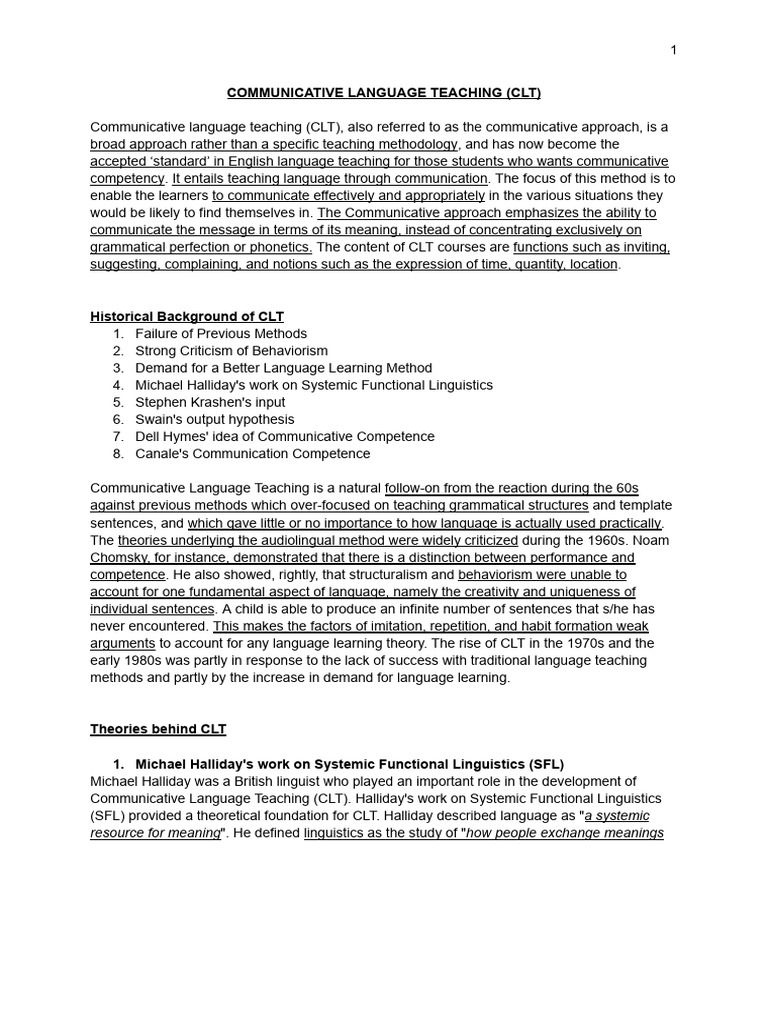 Overview of Communicative Language Teaching | PDF | Language Education ...