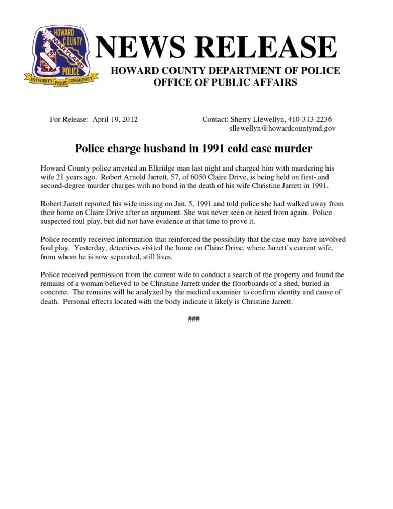 Husband Charged in 1991 Cold Case Murder | PDF