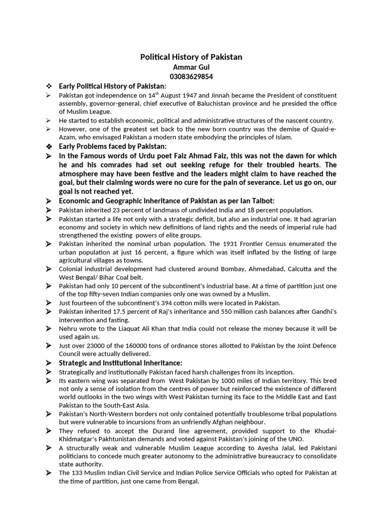 Political History of Pakistan | PDF | Pakistan | Partition Of India