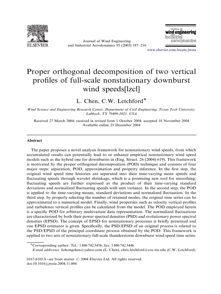 Chen, L., and Letchford, C. W. (2005) | PDF | Spectral Density