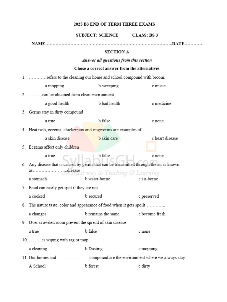 2025 Term 3 Science Exam Paper | PDF
