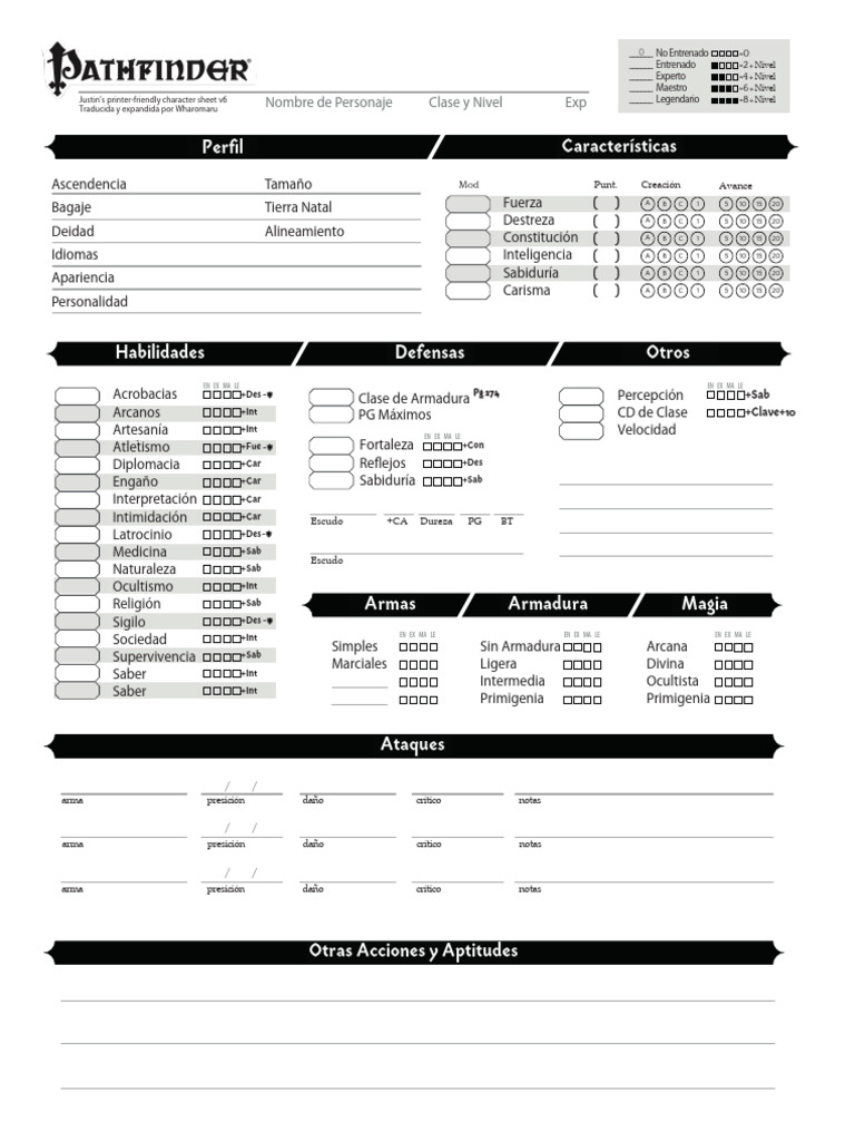 Pathfinder 2e - Ficha Simple V6 - Español | PDF | Espiritualidad