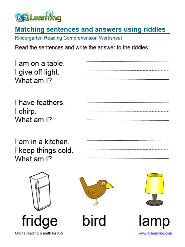 Riddles for Kindergarten Comprehension | PDF