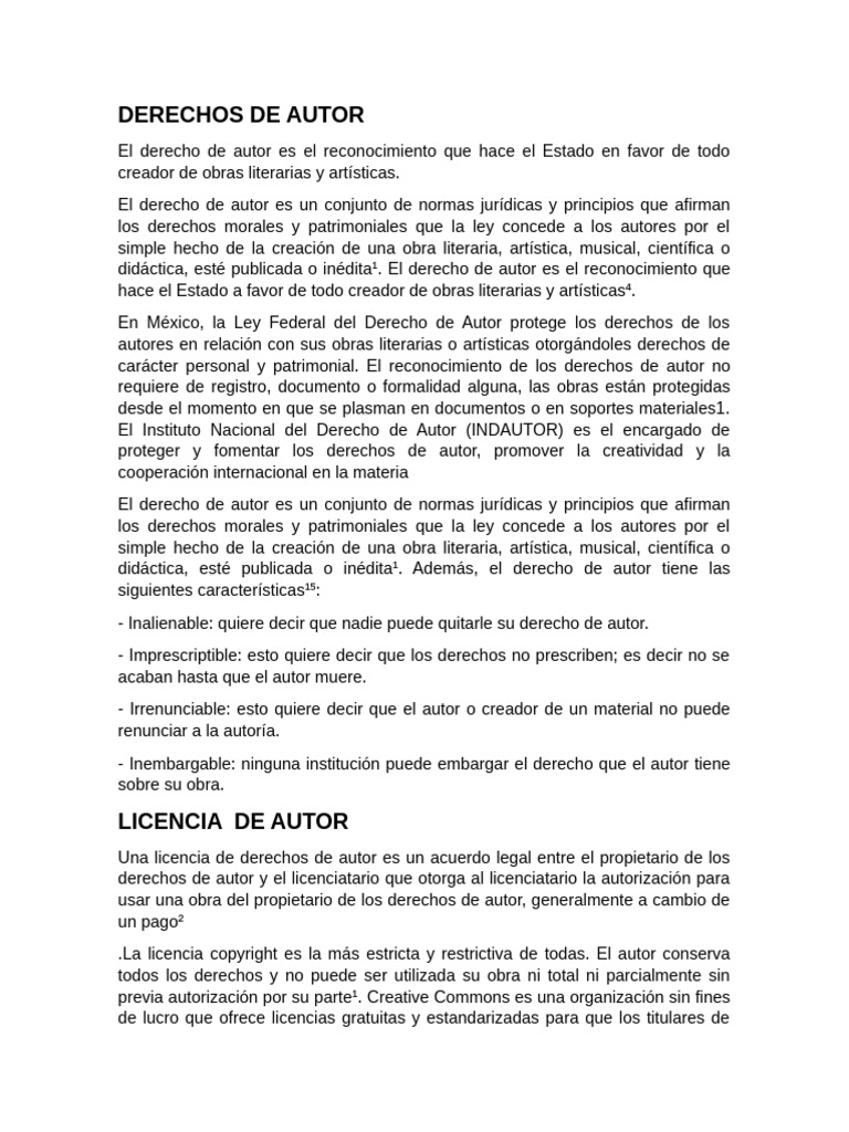 Derechos de Autor y Licencias en México | PDF | Derechos de autor ...