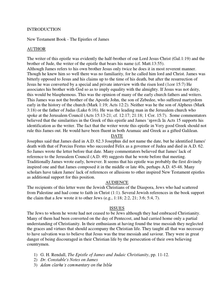 Outline of the Book of James Epistle Of James Acts Of The Apostles