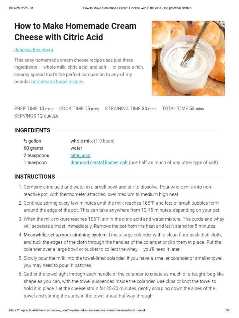 How To Make Homemade Cream Cheese With Citric Acid - The Practical ...