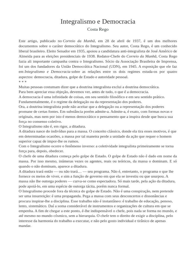 Integralismo: Uma Perspectiva Democrática | PDF | Democracia ...