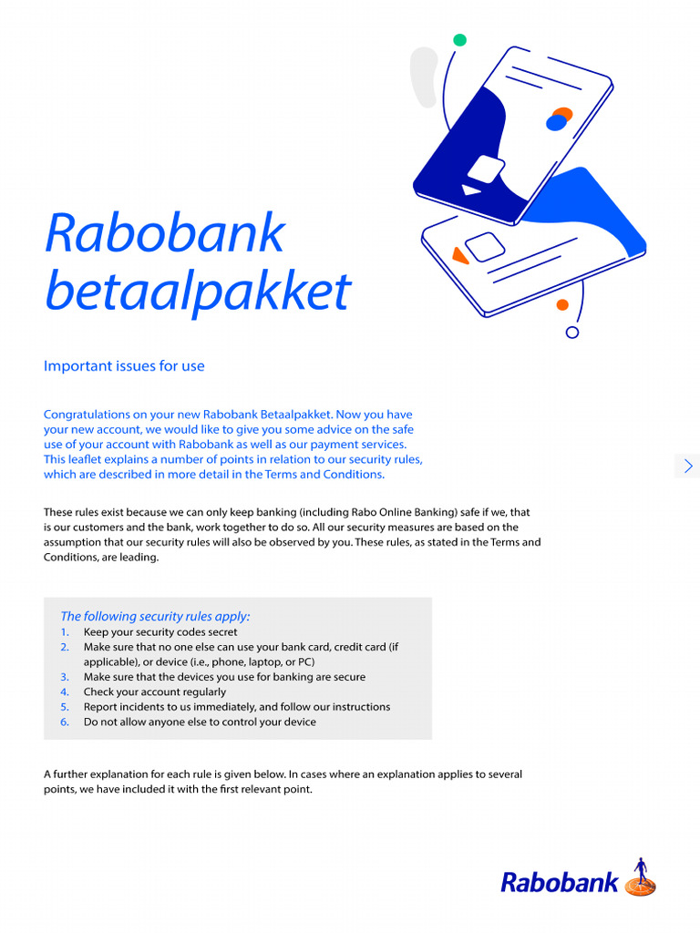 Rabobank Betaalpakket Security Guide | PDF | Credit Card | Banks