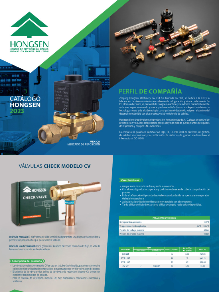 Válvulas de Refrigeración y A/C Hongsen | PDF | Refrigeración ...
