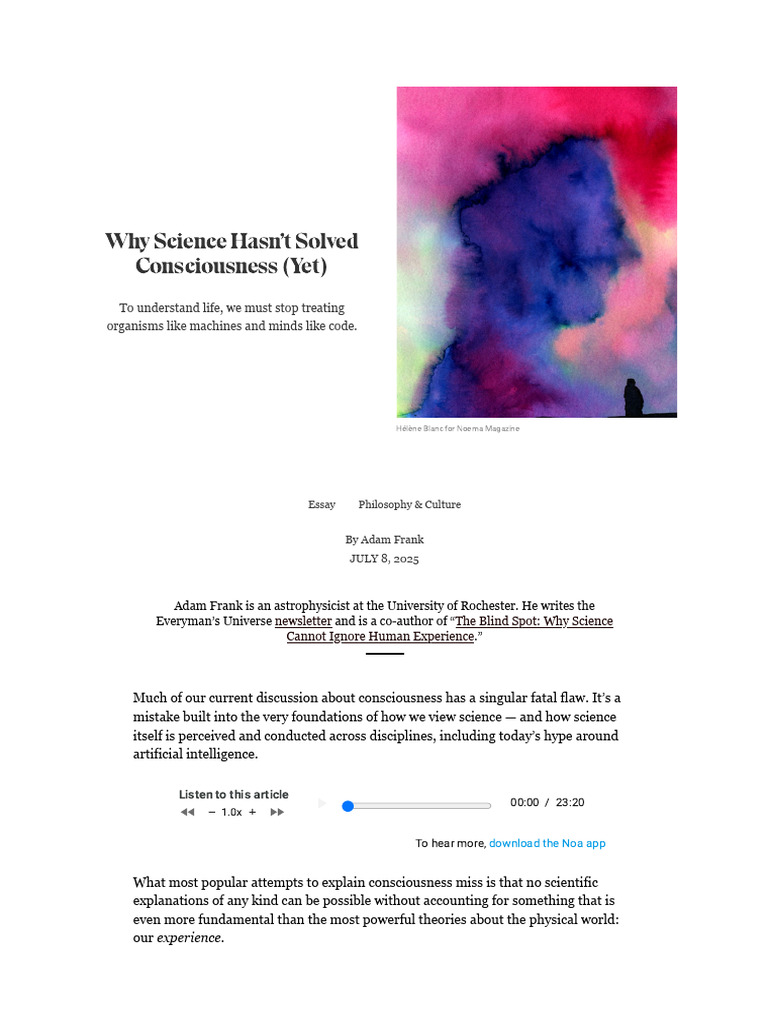 Rethinking Consciousness in Science | PDF | Cognitive Science