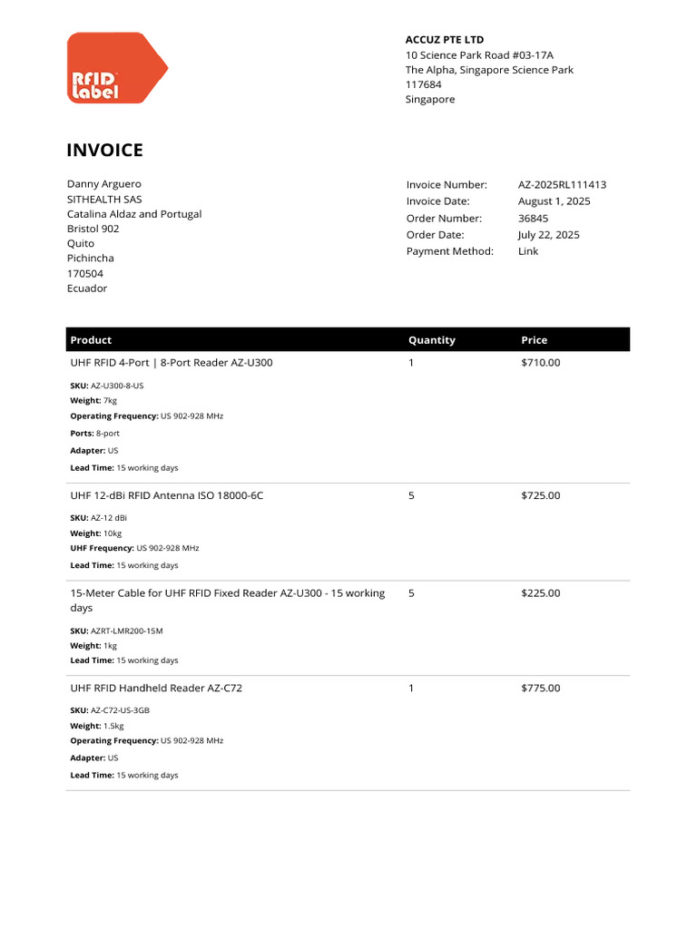 Invoice AZ 2025RL111413 | PDF | Ultra High Frequency | Radio Frequency ...