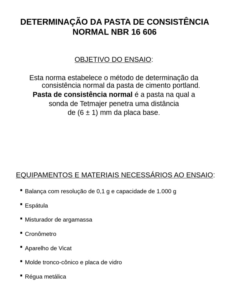 Consistência Normal da Pasta de Cimento | PDF | Cimento