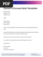 Medical Sick Note Template PDF | PDF