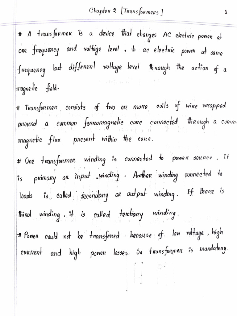 Transformer Note Based On Text Book | PDF