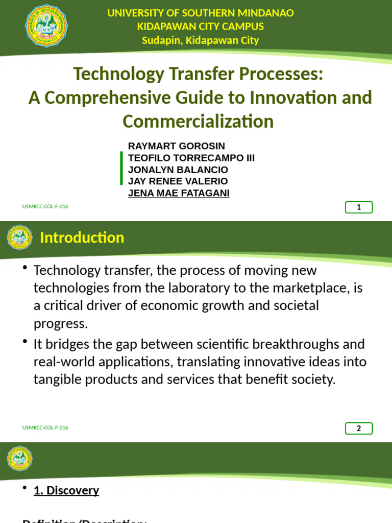 Activity 2 Processes Involved in Technology Transfer | PDF ...