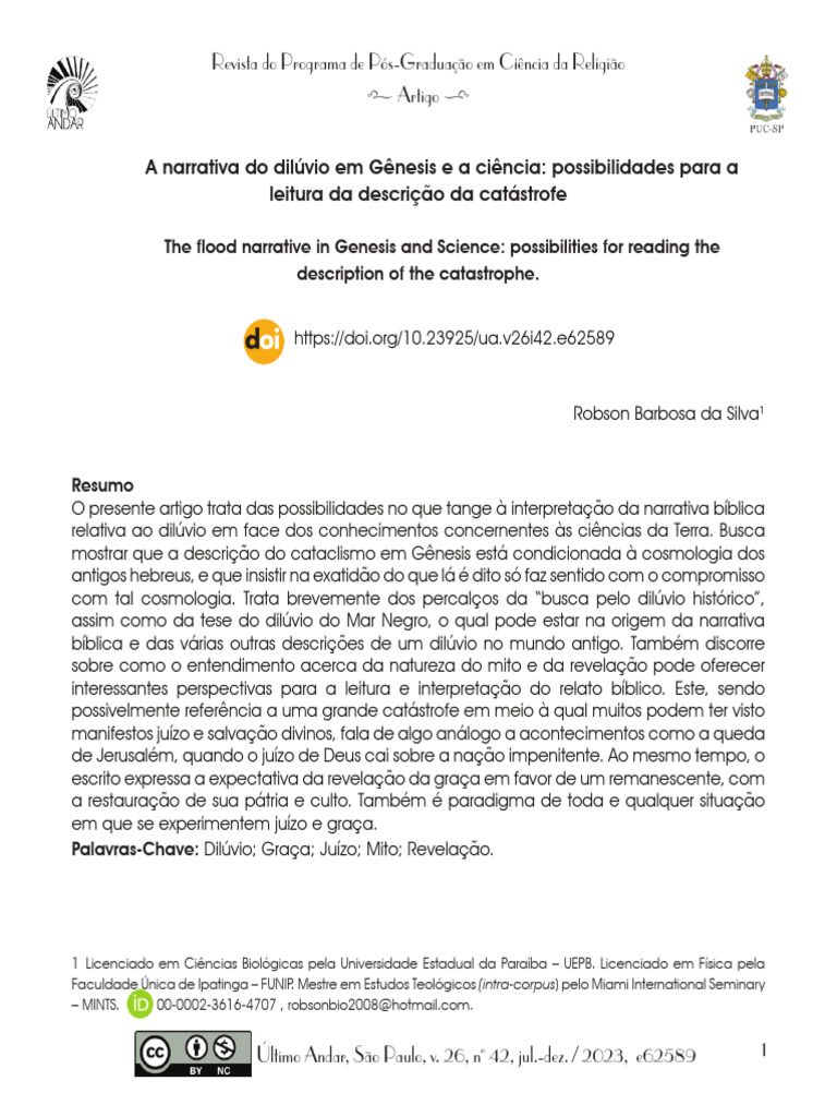 Interpretação do Dilúvio em Gênesis e Ciência | PDF | Mito do Dilúvio ...