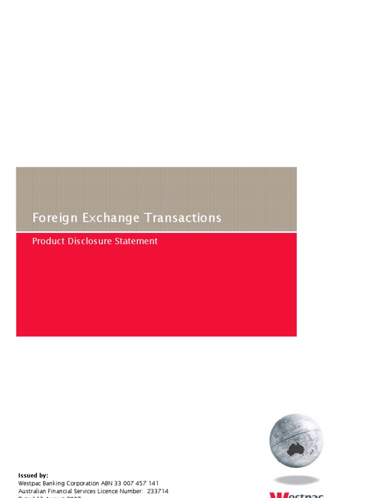 Foreign Exchange Transactions: Product Disclosure Statement | PDF ...