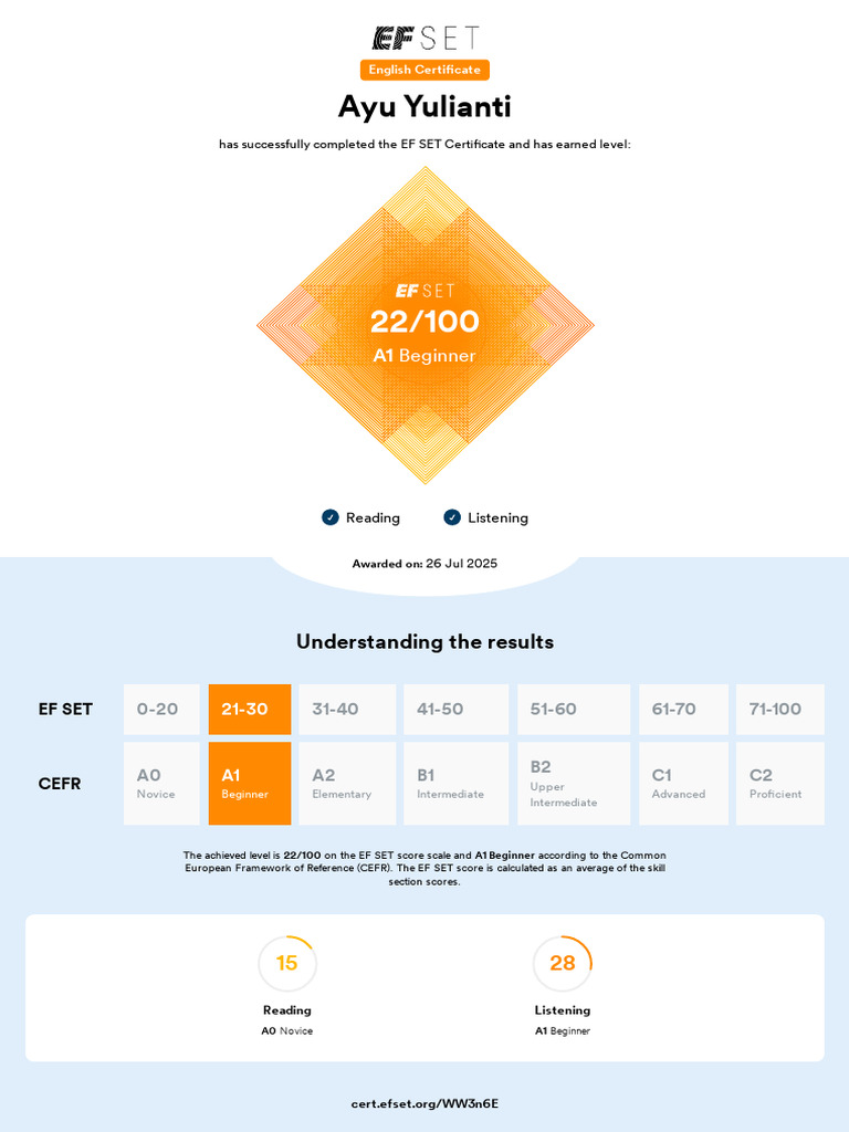 EF SET Certificate | PDF